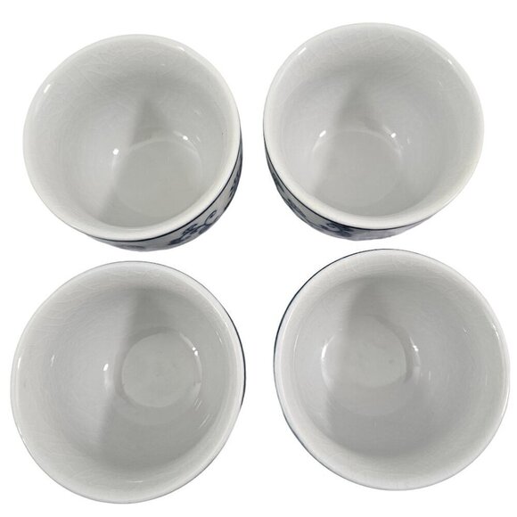 Pier 1 Blue Paisley Print Ceramic Japanese Style Sake Tea Set Cups – Set of 4** - Picture 2 of 16
